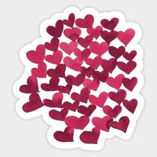 Watercolor melting hearts - viva magenta Sticker